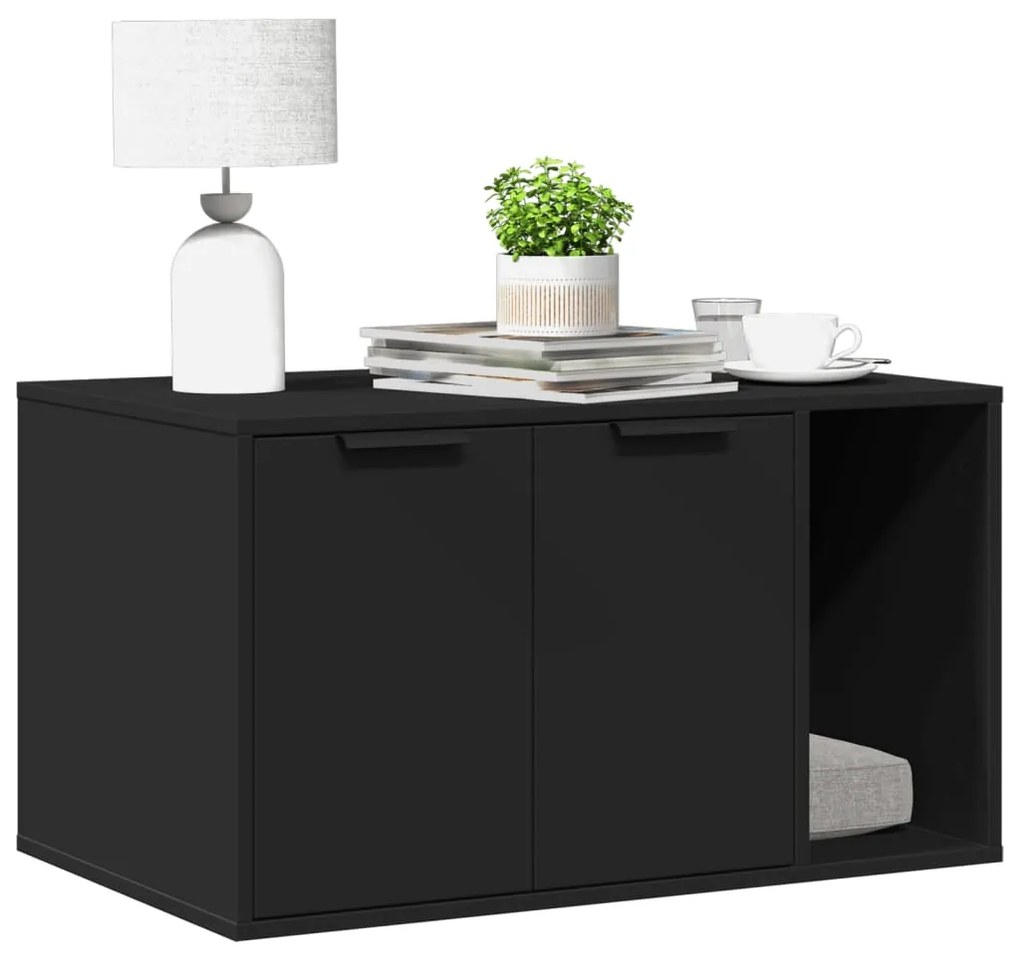 Recinto Per Lettiera Per Gatti Nero 80x50x45 Cm İn Truciolato /