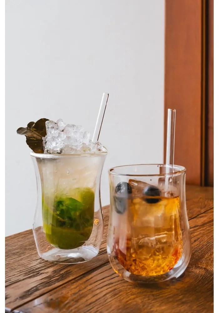 Set di 6 cannucce in vetro per bere, lunghezza 15 cm - Vialli Design