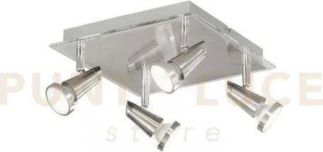 Spot led miami cromo e nickel 4 luci attacco gu10 led 5w 400lm 2700...