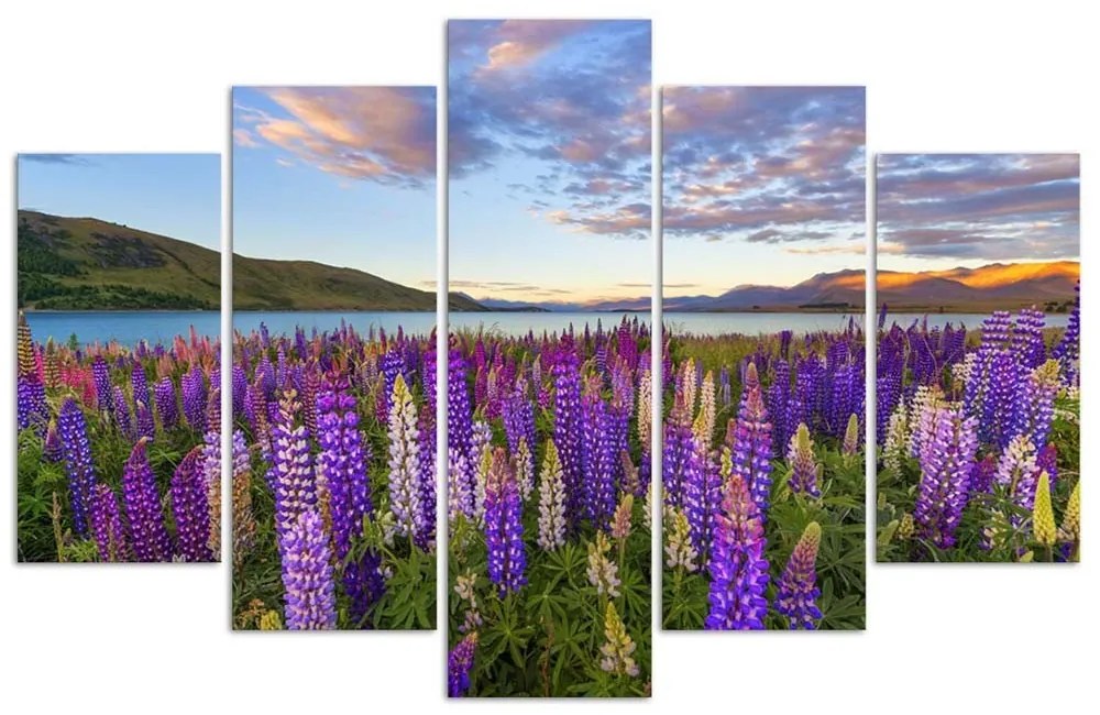 Quadro Multipannello Fiori del Lago della Lavanda