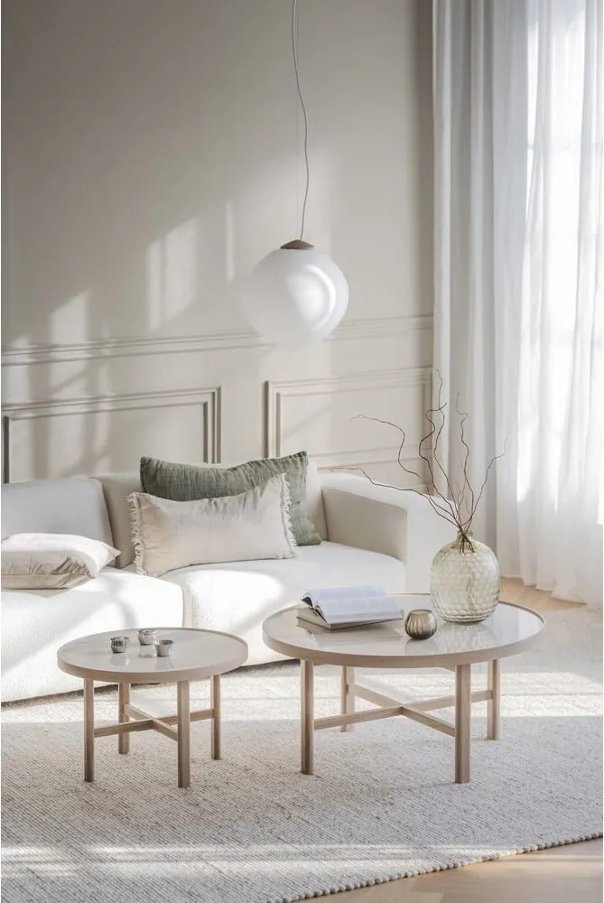 Tavolino rotondo con piano in ceramica di colore naturale 90x90 cm Marsden - Rowico