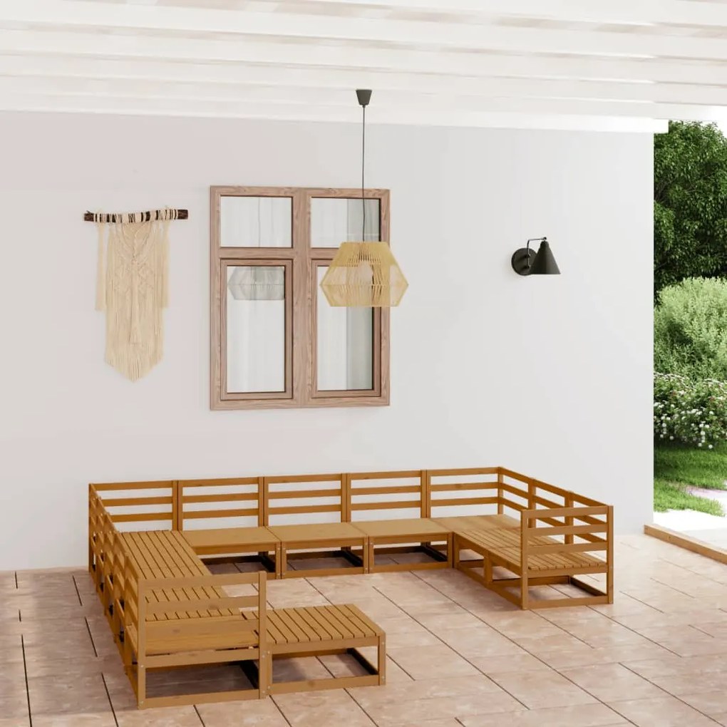 Set divani da giardino 12 pz in legno massello di pino