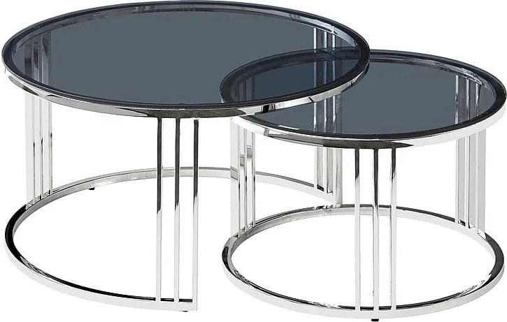 Set di Tavolini da caffè Vienna in vetro fumé /cromo