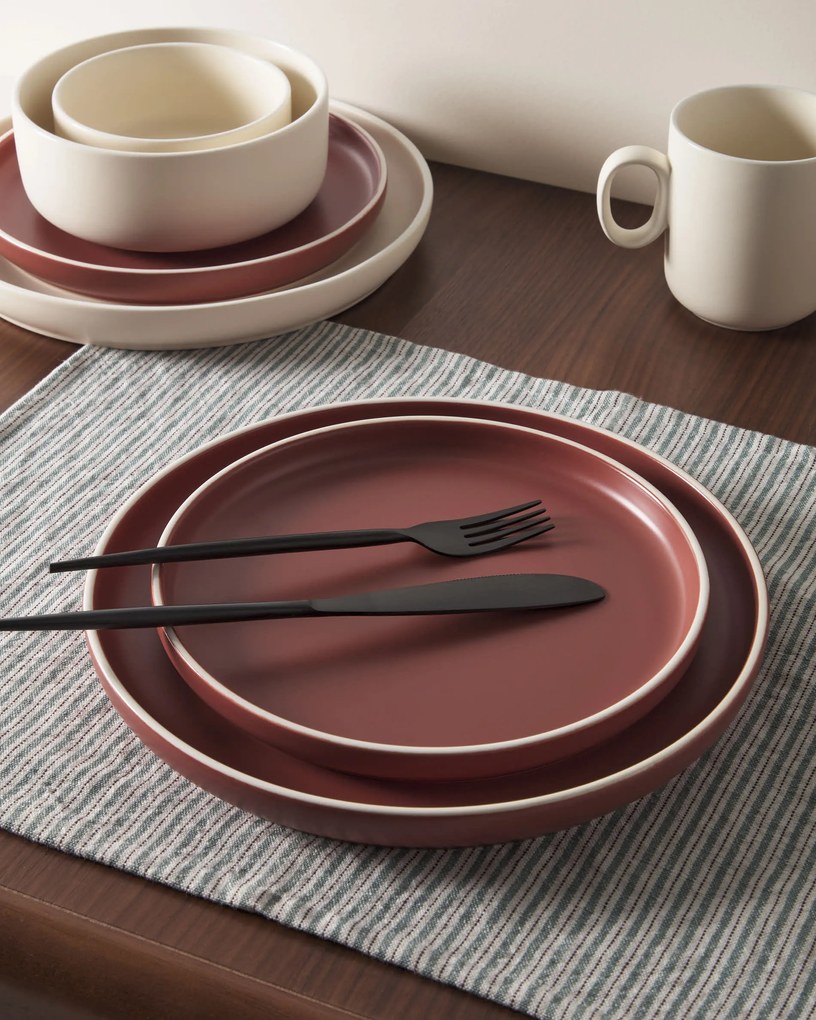 Kave Home - Set Gaia di 2 individuali in cotone e lino verde 35 x 50 cm
