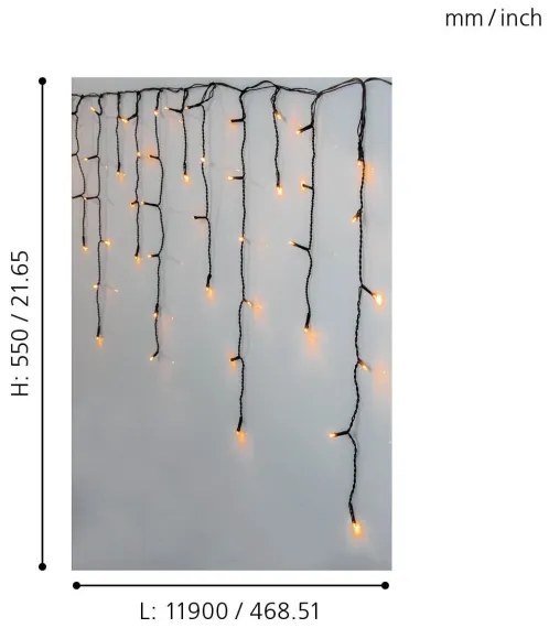 Eglo 410824 - Catena LED natalizia da esterno 480xLED/17x0,55m IP44 bianco caldo