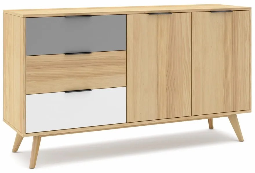 Cassettiera bassa in legno di pino in colore naturale 140x81 cm Elfa - Marckeric