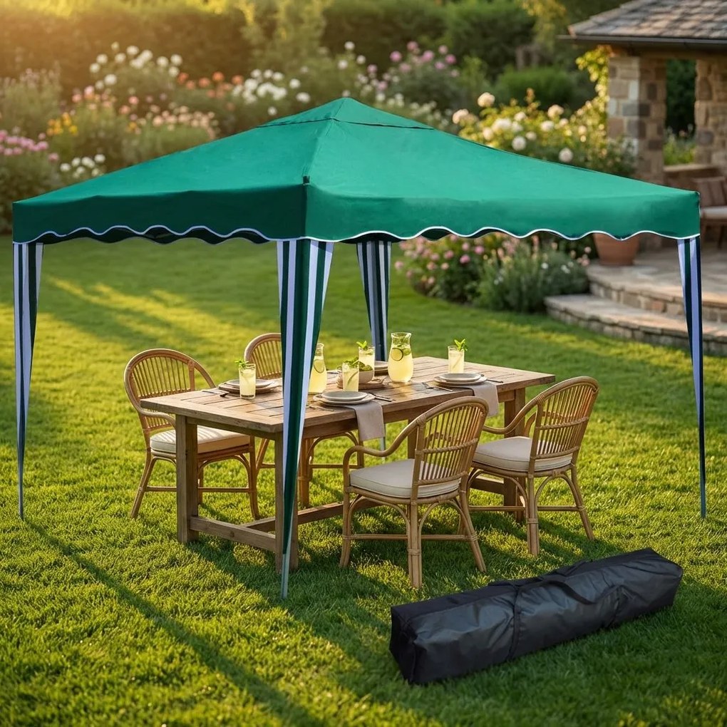 HEBES - gazebo pieghevole e richiudibile completo di sacca protettiva in acciaio 3 x 3 m