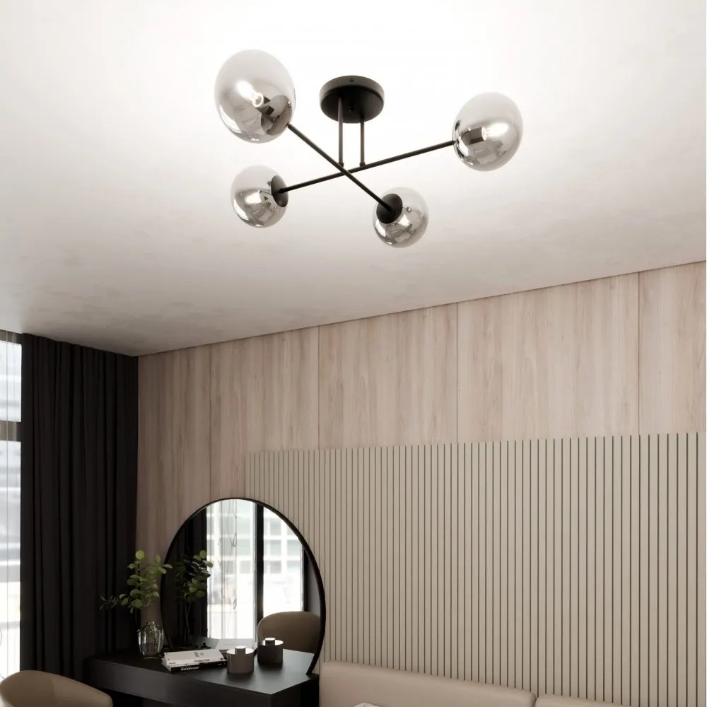 Lampadario da Soffitto in Acciaio ROMA 4 Nero 4xE14 Colore del corpo Grafite