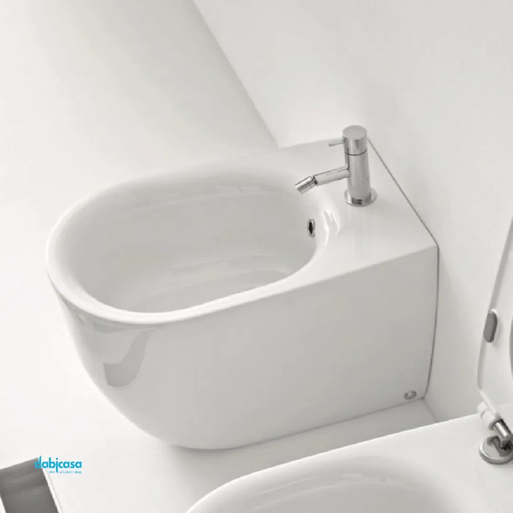 Kerasan "Nolita" Bidet Da Terra Filo Muro Bianco Lucido