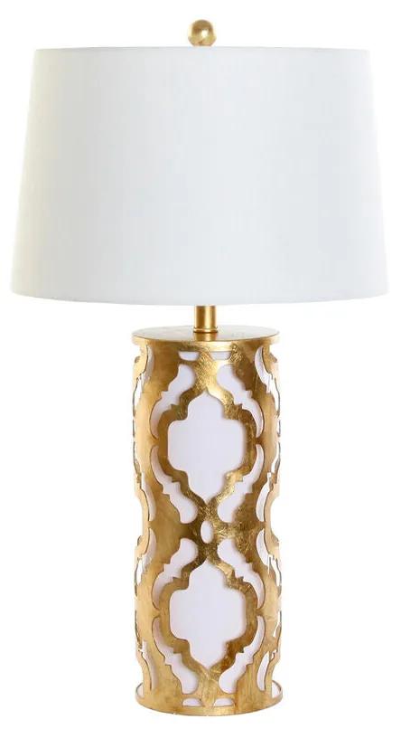 Lampada da tavolo DKD Home Decor Bianco Dorato PVC Metallo 60 W 220 V 40,5 x 40,5 x 74,5 cm