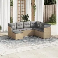 Set Divani da Giardino 7 pz con Cuscini Beige in Polyrattan 3217989