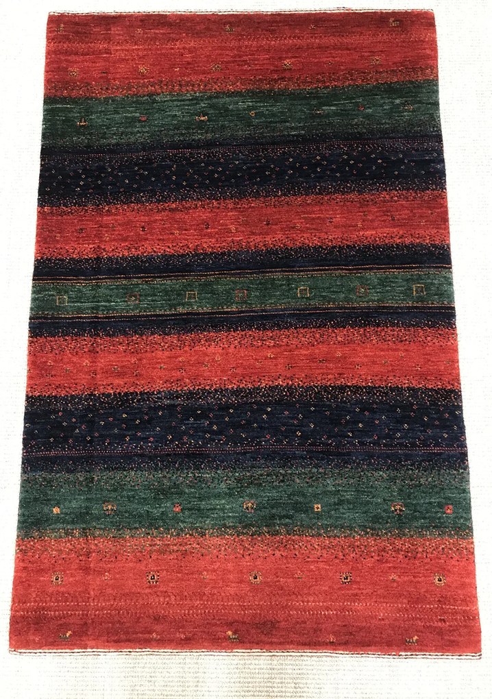 Loribaft Tappeto 90 x 130 Verde (Iran) Annodato A Mano