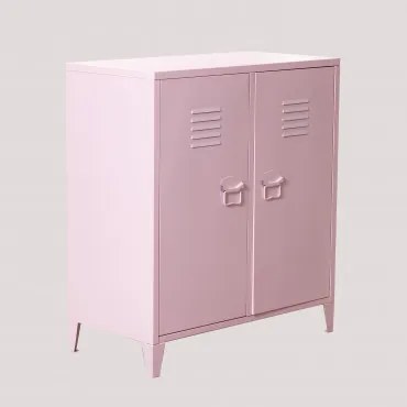 Credenza armadietto a 2 ante Pohpli in acciaio Rosa Marshmallow - Sklum