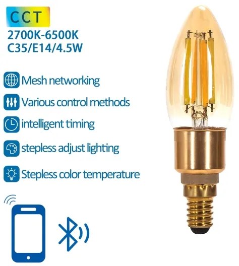 Lampadina LED FILAMENT C35 E14/4,5W/230V 2700-6500K - Aigostar