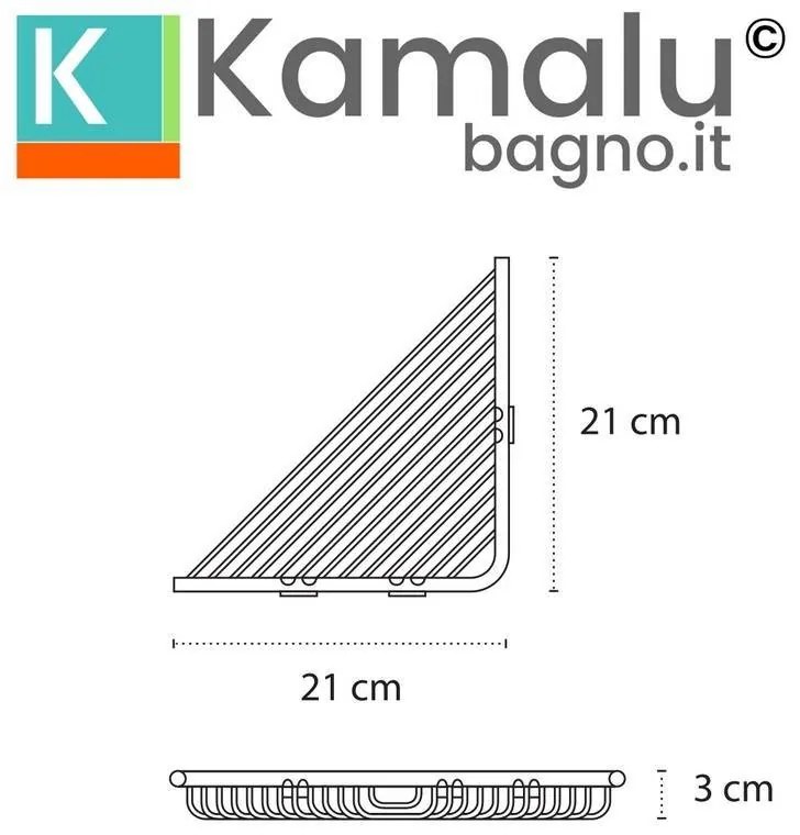 Kamalu - portaspugna angolare 21 cm in acciaio inox finitura bianca opaca | ka70b