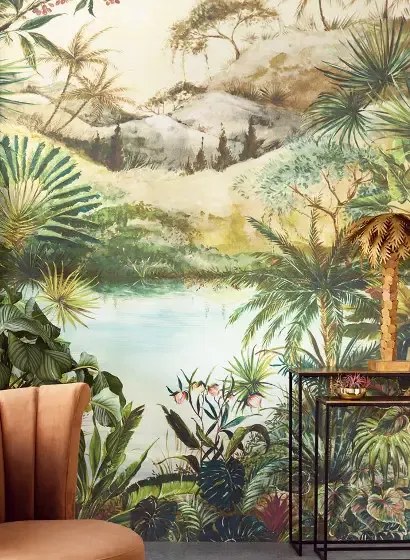 Eijffinger Carta da parati Tropical - Mehrfarbig Grün