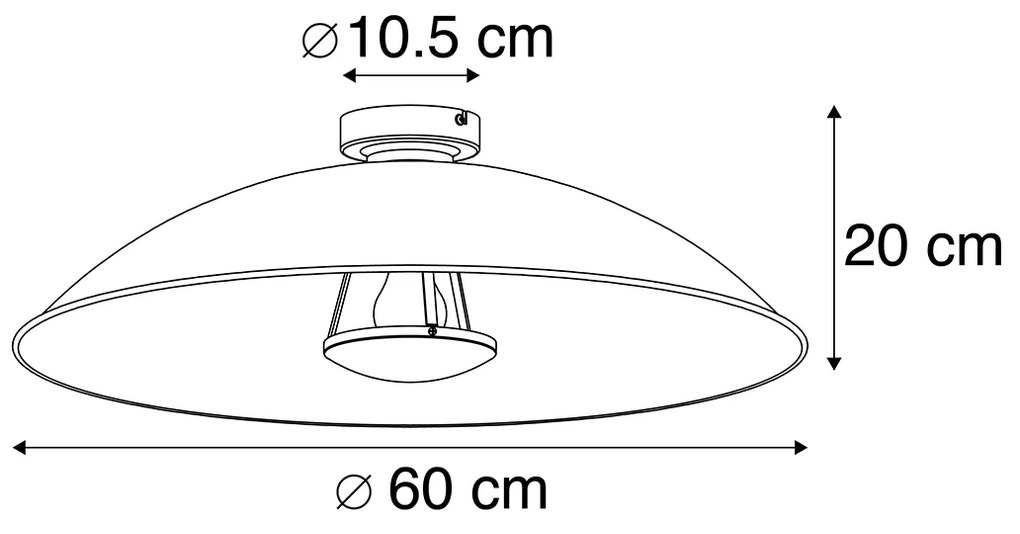 Plafoniera intelligente nera con oro 60 cm incl. Wifi A60 - Emilienne