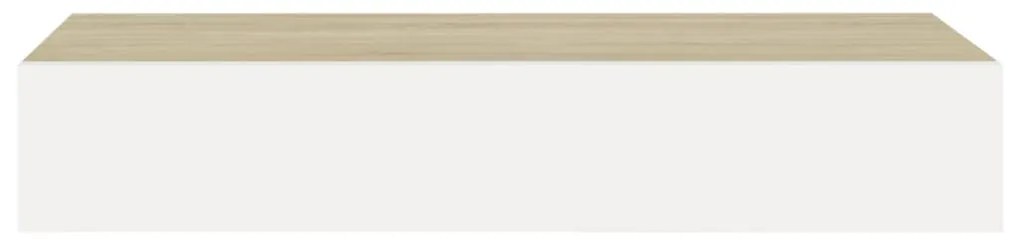 Scaffale da parete con cassetto bianco rovere 60x23,5x10 cm mdf