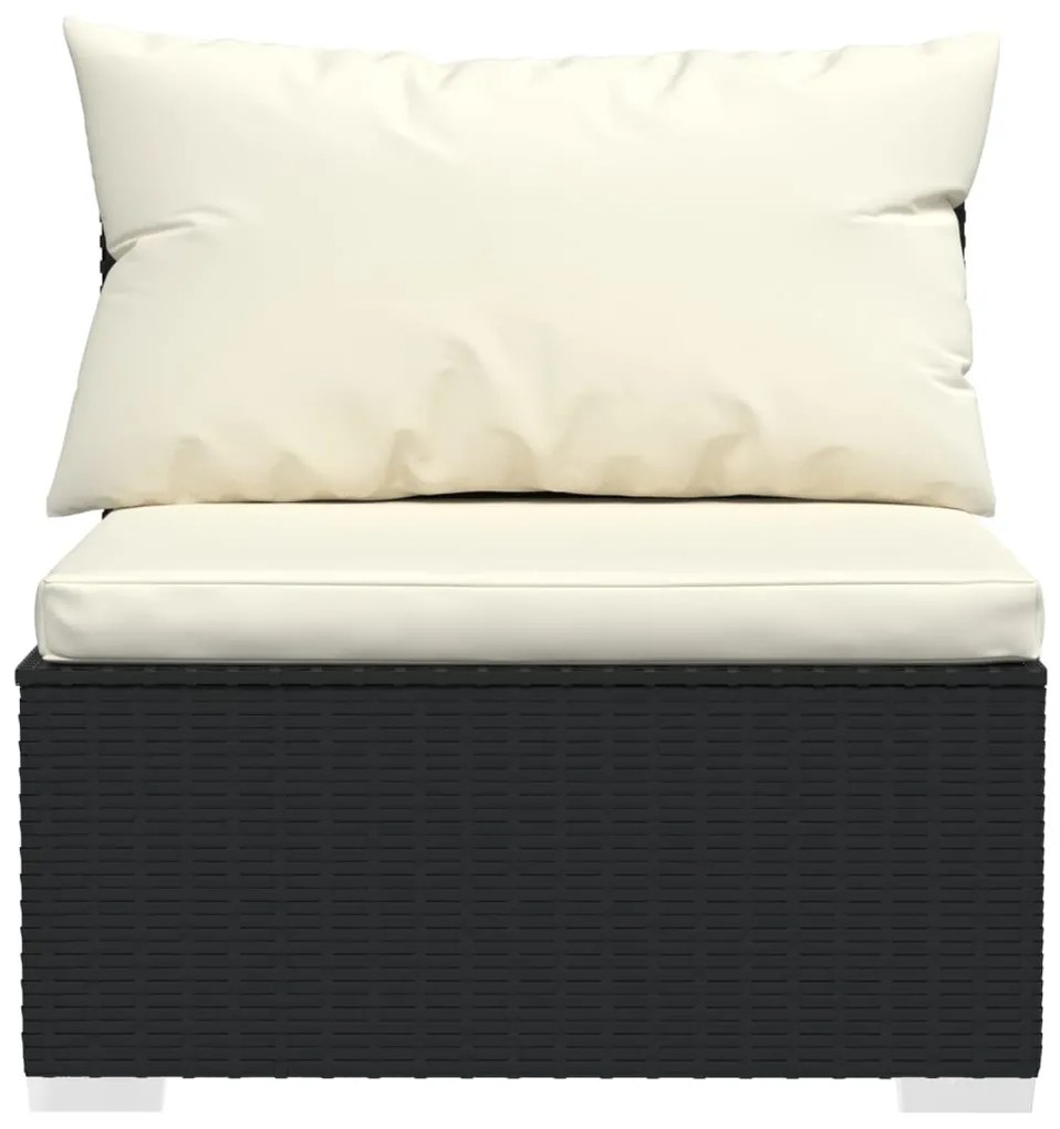 Set mobili da giardino con cuscini 8 pz in polyrattan nero