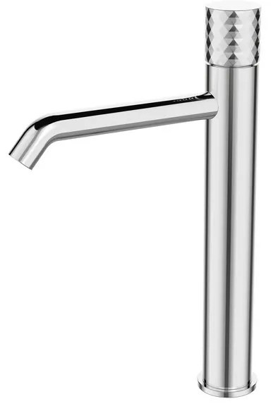 Kamalu - Miscelatore lavabo alto finitura cromo con dettaglio trama diamantata | BRASS