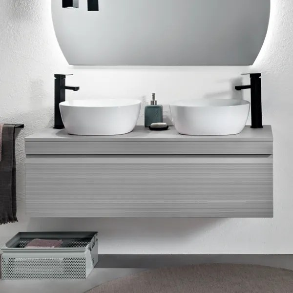 Cassetto porta lavabo in PVC 120 cm sospeso da bagno RIO Grigio