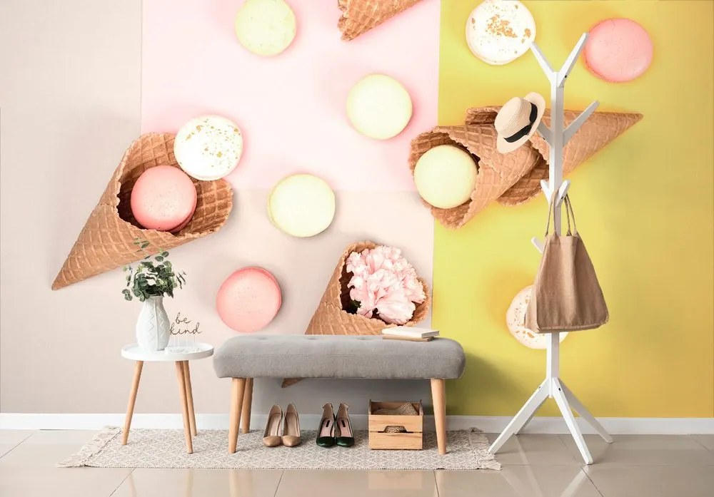 Carta da parati autoadesiva – Macarons nel cono