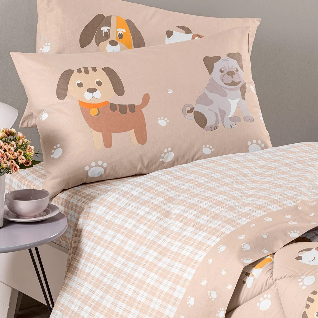 Completo Lenzuola in Cotone Cuccioli Singolo Caleffi Kids