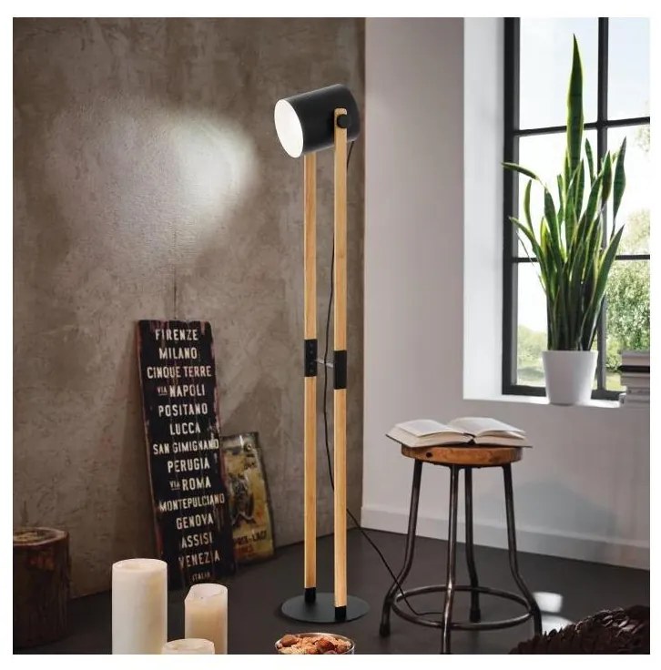 Eglo 43048 - Lampada da terra HORNWOOD 1xE27/28W/230V