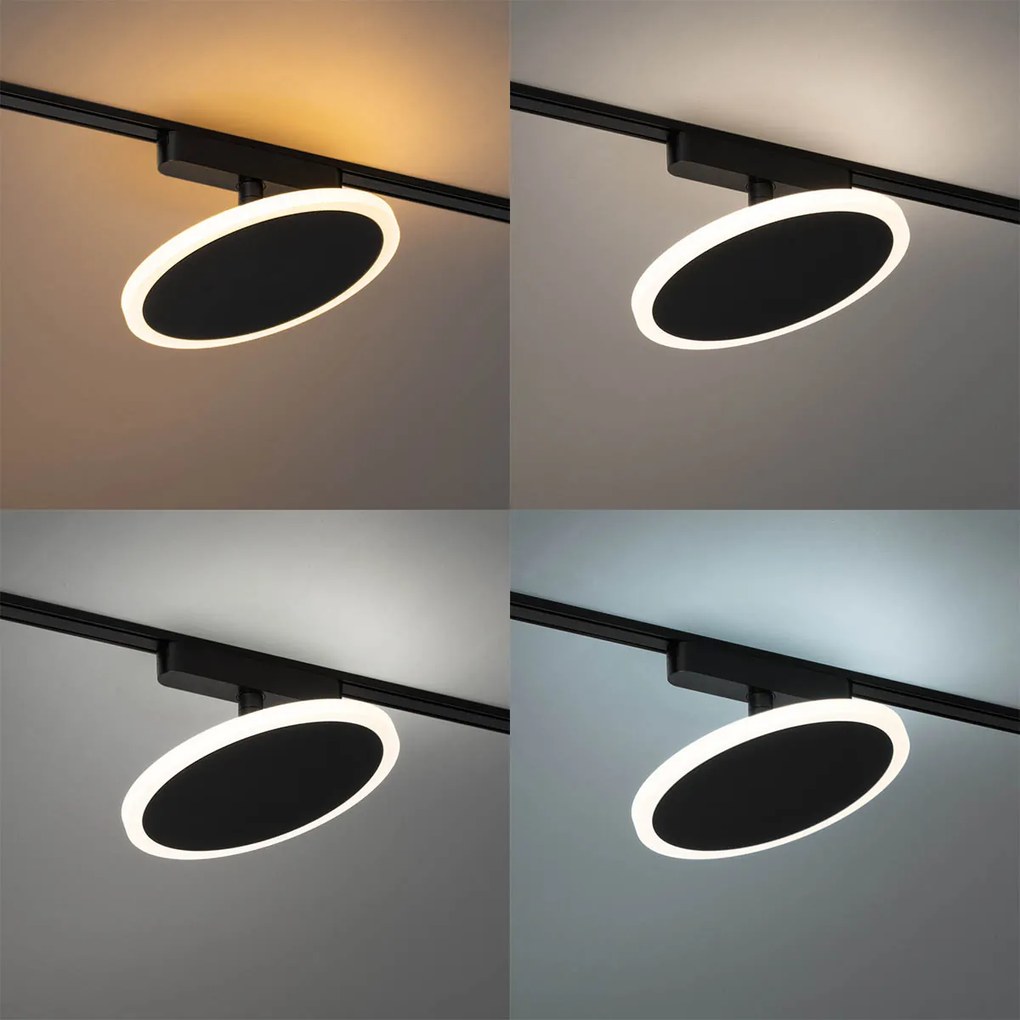 Faretto moderno nero per sistema binario monofase con LED incluso - Magnetic Puk