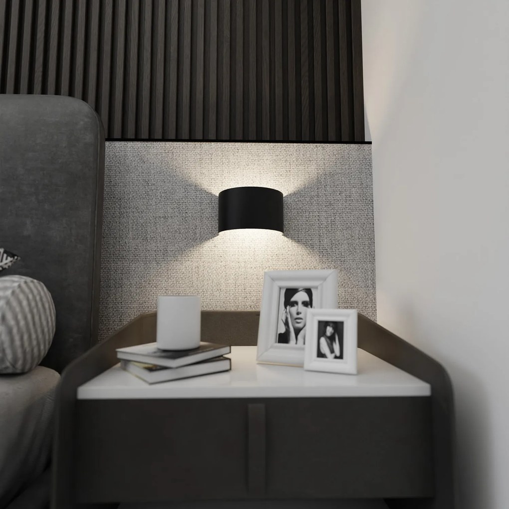 Applique Moderna 1 Luce Floki Fascia In Acciaio Nero
