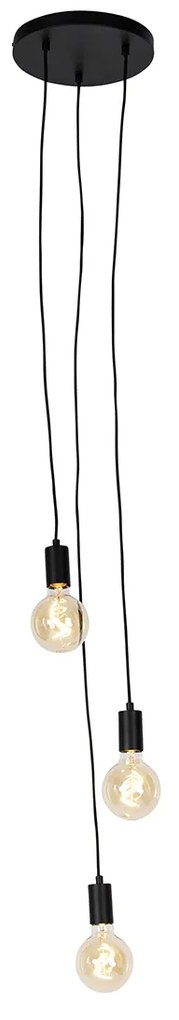 Lampada a sospensione industriale nera 3 luci - Facil