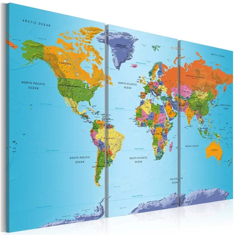 Quadro World Map Colourful Note