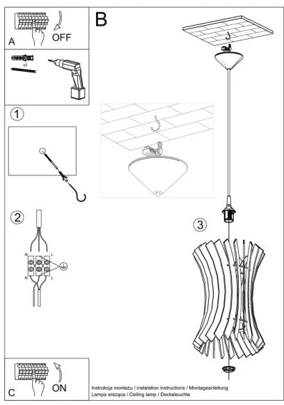 Lampadario su filo ORIANA 1xE27/60W/230V