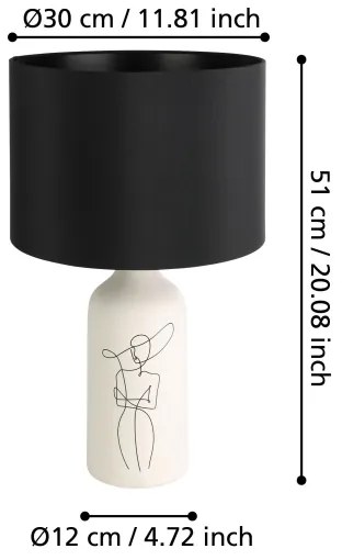 Eglo 43824 - Lampada da tavolo VINOZA 1xE27/40W/230V nero/bianco