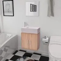 Mobili da Bagno e Lavandino Set 3 pz Beige