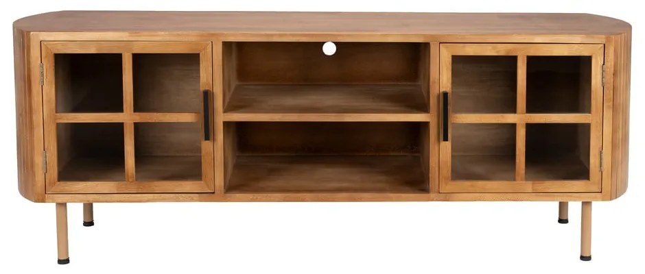 Mobile TV di colore naturale in legno di cauciù massiccio 150x55x38 cm Yaz – White Label
