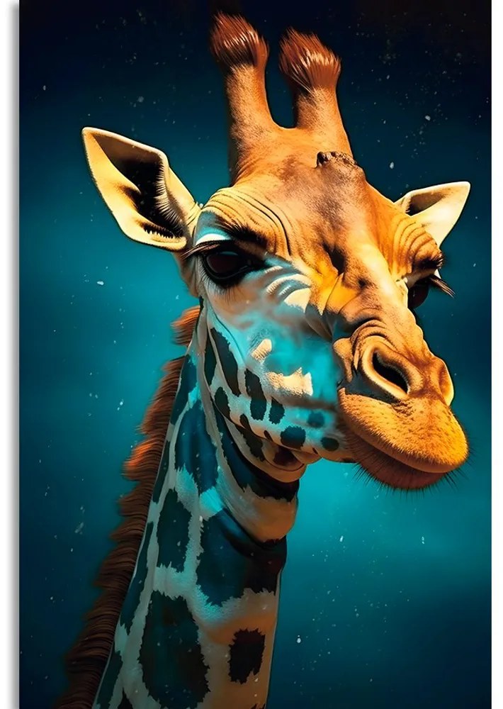 Quadro su tela – Giraffa blu-oro
