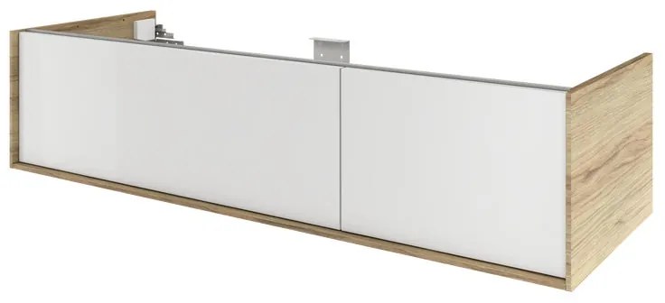 Mobile da bagno sotto lavabo SENSEA Neo Frame bianco e noce laccato lucido L 135 x H 32 x P 48 cm 2 cassetti, lavabo non incluso
