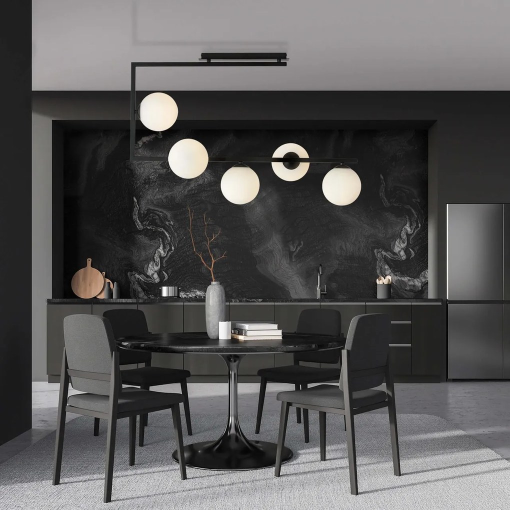 Lampadario da Soffitto SOMA 5 Black Grafite e Black White E14 Colore Bianco
