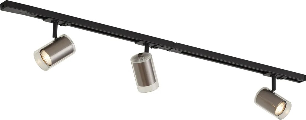 Sistema di illuminazione a binario moderno nero con 3 faretti color canna di fucile 1 fase - Iconic Lloyd