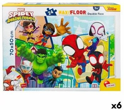 Puzzle per Bambini Spidey Double-face 24 Pezzi 70 x 1,5 x 50 cm (6 Unità)