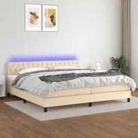 Letto a Molle Materasso e LED bianco 200x200cm in Tessuto 3133426