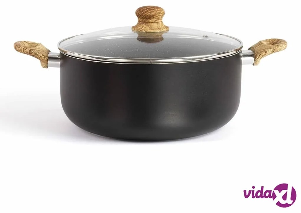 Livoo Casseruola con Effetto Legno e Pietra 28 cm 6 L Alluminio