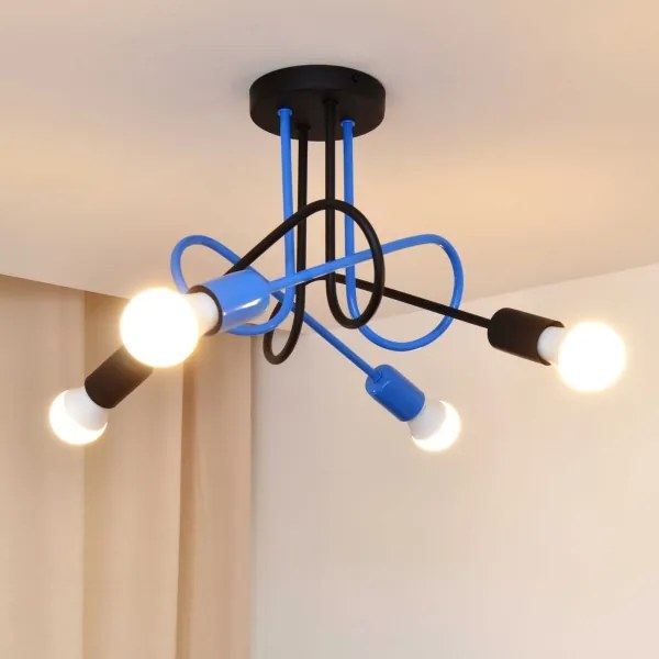 Lampadario a plafone OXFORD 4xE27/15W/230V nero/blu