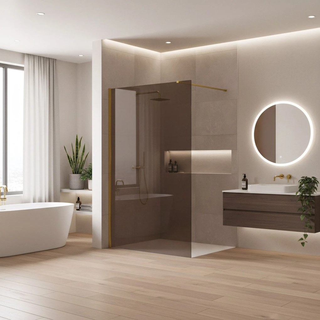 Parete doccia Rea Flexi Brown / Gold 100