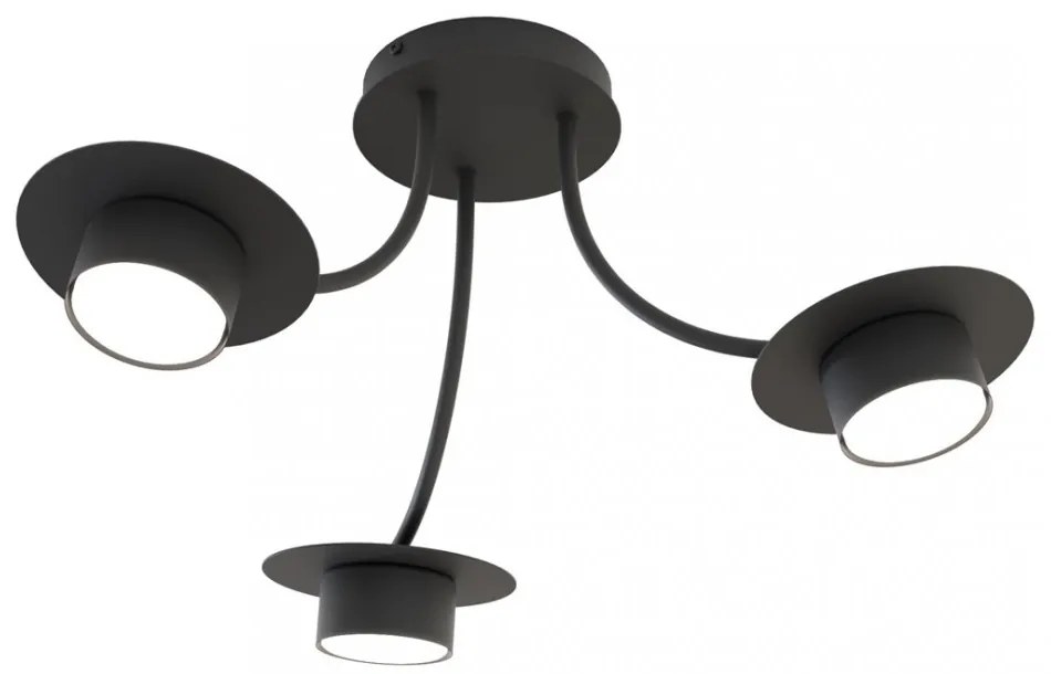 Lampada a soffitto in acciaio ENSO 3 nero da interno 3xGX53 Colore del corpo Nero