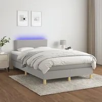 Letto a Molle Materasso e LED Grigio Chiaro 120x200 cm Tessuto cod mxl 55946