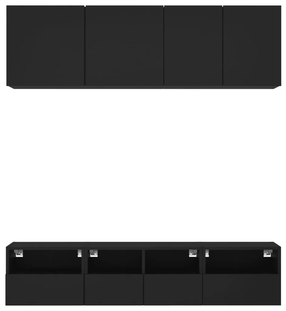 Mobili tv a muro 5pz neri in legno multistrato