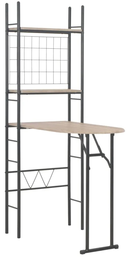 Set tavolo e sedie pieghevoli con scaffale 3 pz mdf e acciaio