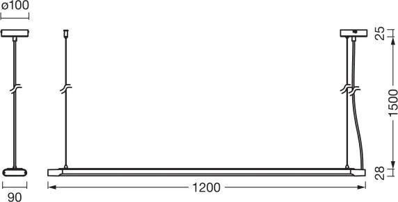 Osram-LED Sospensione dimmerabile con cavo OFFICE LINE LED/40W/230V 4000K 120 cm nero